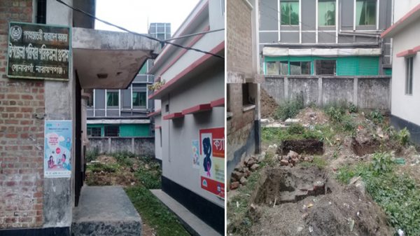 সোনারগাঁয়ে সরকারি ঔষুধ স্টোরের সামনে পাবলিক টয়লেট!