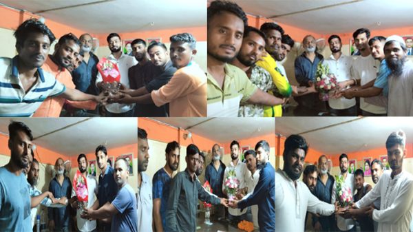 বিএনপি নেতা হাসান ইমাম সম্রাটকে ফুলেল শুভেচ্ছা জানালেন নেতাকর্মীরা